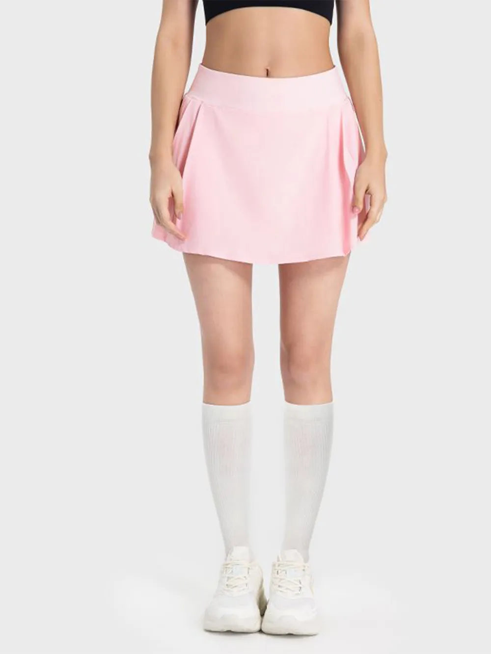 Millennia Pleated Detail Mid-Rise Waist Active Skirt - Ladyez