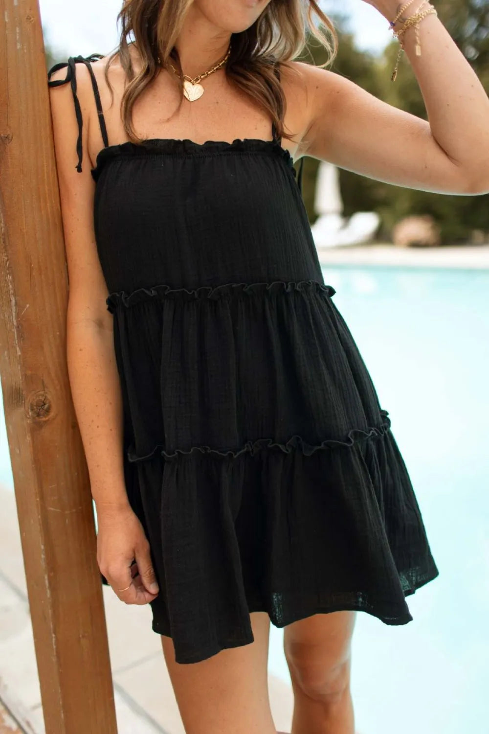 Frill Square Neck Mini Cami Dress