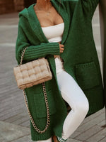 Full Size Hooded Knit Open Front Cardigan Plus Size