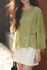 Layered Flutter Sleeve Chiffon Blouse