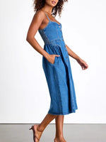 Button-Front Midi Denim Dress