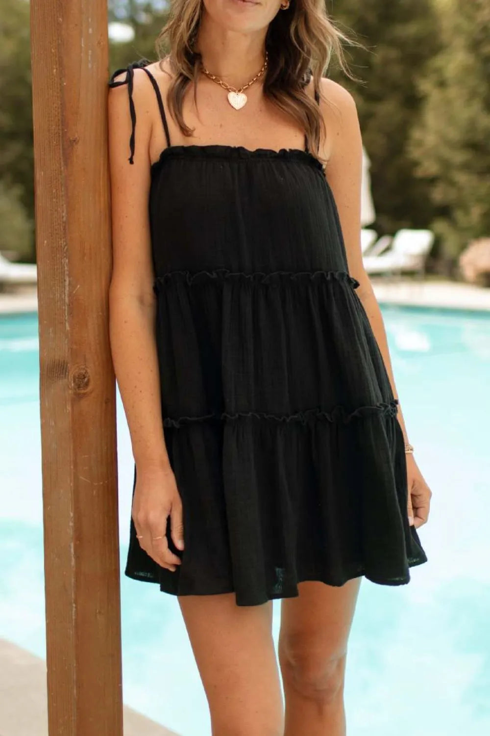 Frill Square Neck Mini Cami Dress