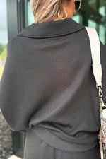 Collared V Neck Pullover Sweatshirt Sweatpants Set