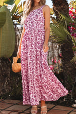 Floral Cutout Back Square Neck Maxi Dress