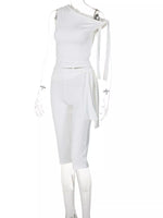 Tied One Shoulder Top and Capris Set