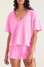 V-Neck Short Sleeve Top and Shorts Set
