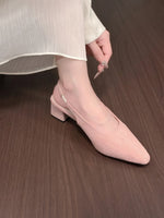 Point Toe Block Heel Pumps - Ladyez