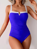 Contrast Trim Ruched One-Piece Swimsuit
