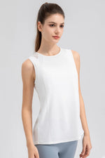 Round Neck Wide strap Active Tank - Ladyez