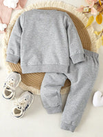 Children's Letter Round Neck Top and Pants Set