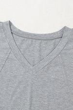 High Raglan Half Sleeve V Neck Oversized T Shirt