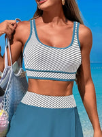 Scoop Neck Top and Skort Swim Set - Ladyez