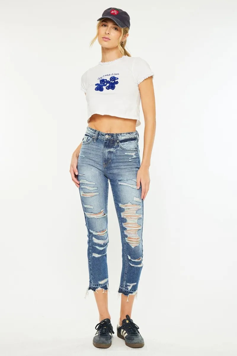 Kancan Distressed High Rise Skinny Jeans - Ladyez