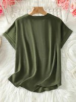 Casual Notched Short Sleeve Blouse - Ladyez