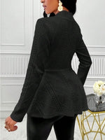 One Button Textured Peplum Cardigan