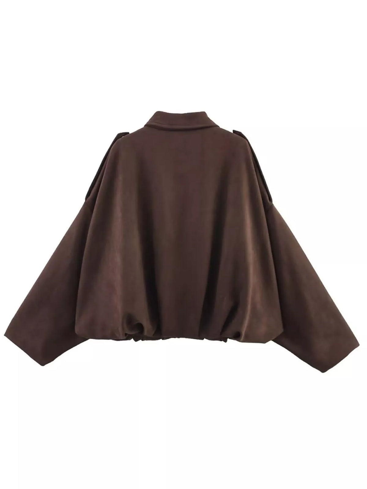 Collared Neck Dropped Shoulder Jacket
