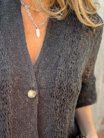 Full Size One Button Half Sleeve Cardigan Plus Size