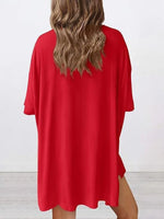 Full Size Oversized Round Neck Top and Shorts Set Plus Size