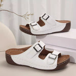 Double Buckle Wedge Sandals