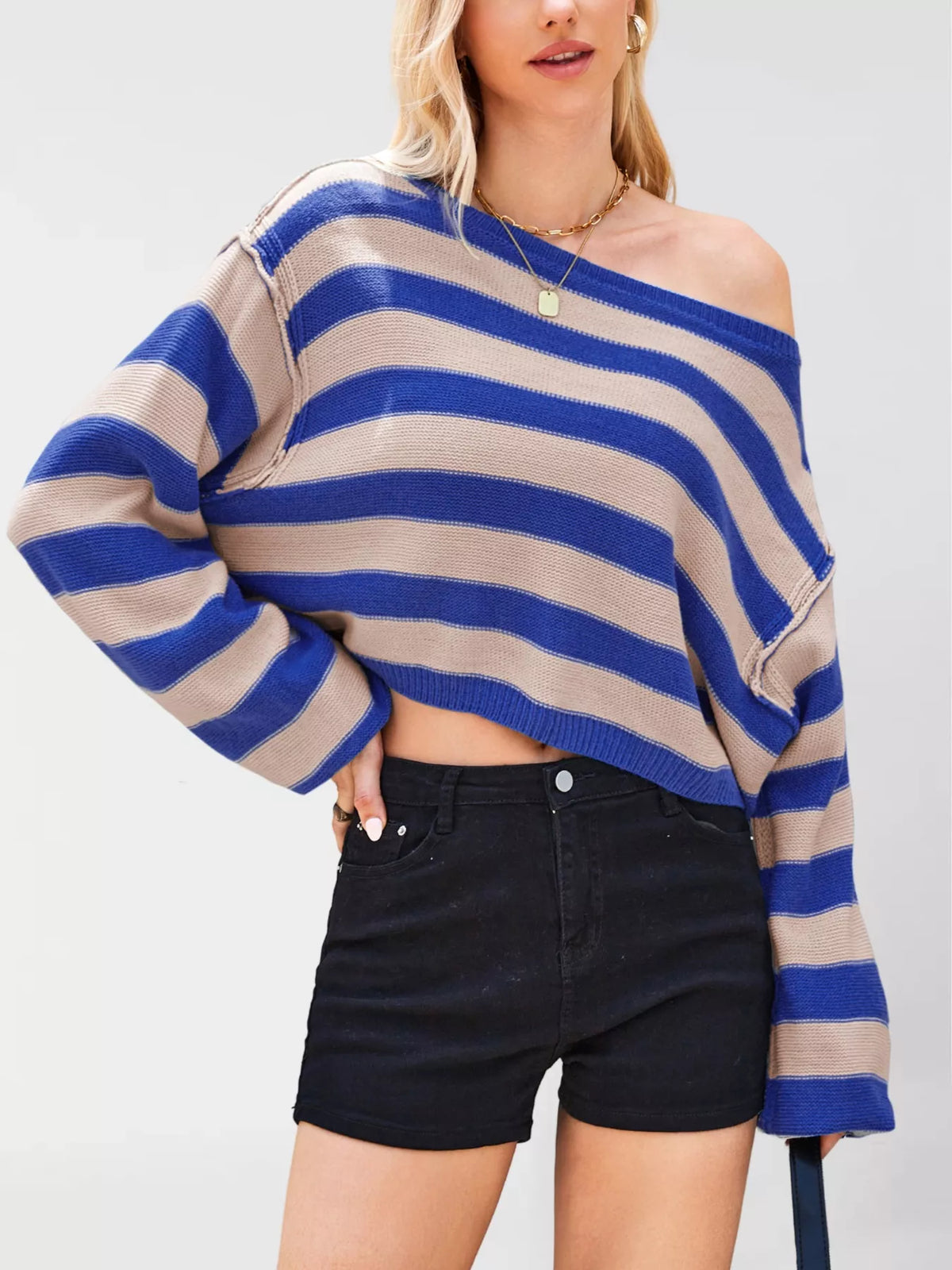 Striped Dropped Shoulder Sweater