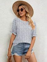 Printed Puff Sleeve Casual Blouse