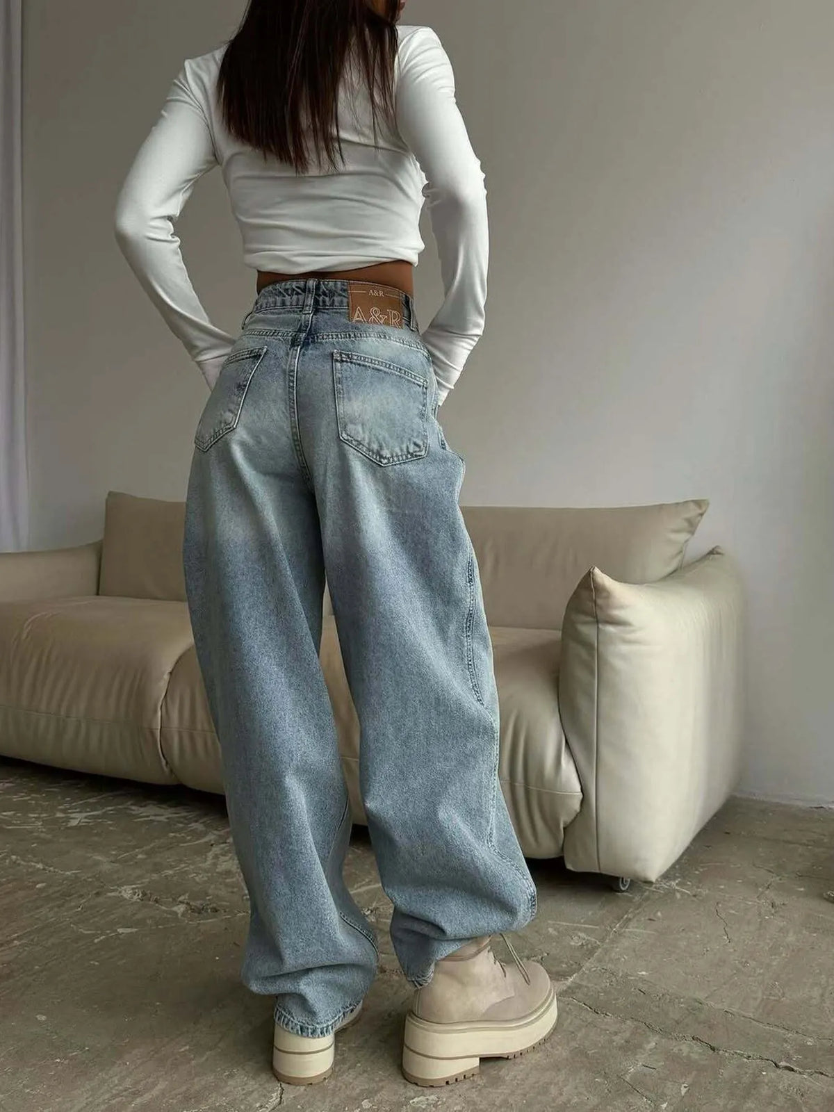 Wide Leg Jeans - Ladyez