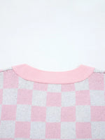 Christmas Tree Pattern Checkered Button V Neck Cardigan