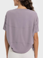 Millennia Drawstring Round Neck Short Sleeve Active T-Shirt - Ladyez