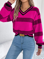 Contrast Striped V-Neck Sweater