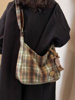 Plaid Pattern Shoulder Crossbody Bag