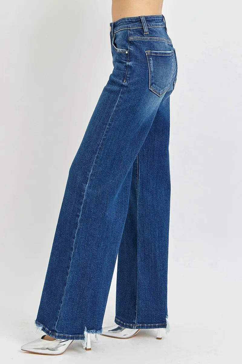RISEN Full Size Mid Rise Wide Jeans Plus Size - Ladyez