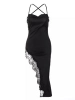 Lace Detail Split Spaghetti Strap Dress