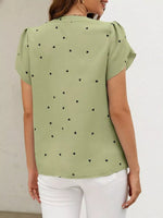 Heart Print Petal Sleeve Blouse