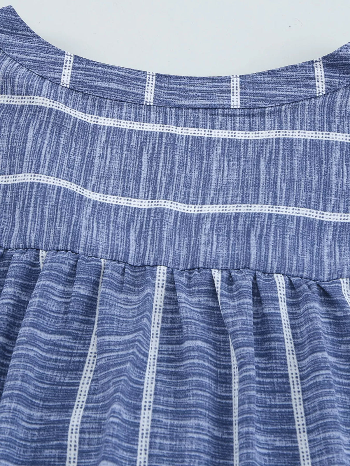 Striped Print V Neck Half Buttons Loose Blouse