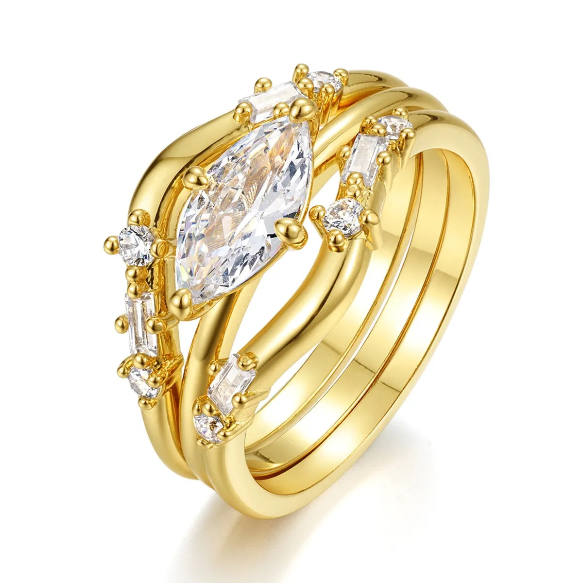 1 Carat Moissanite 925 Sterling Silver 3pcs Ring Set - Ladyez