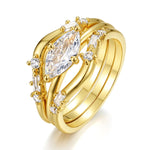 1 Carat Moissanite 925 Sterling Silver 3pcs Ring Set - Ladyez