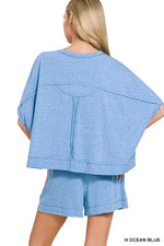 Zenana Exposed Seam Boxy Top & Shorts Set