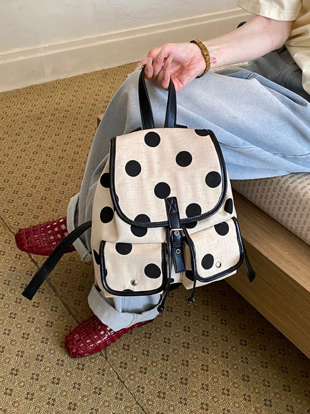 Polka Dot Backpack Bag