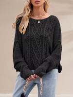 Textured Knit Round Neck Sweater