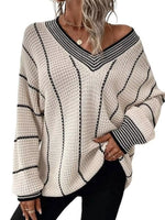 Full Size V-Neck Textured Knit Sweater Plus Size