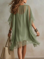 Chiffon V-Neck Flowy Mini Dress