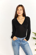 Culture Code Full Size V- Neck Bodysuit - Ladyez