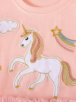 Children's Unicorn Ruffle Sleeve Tulle Dress