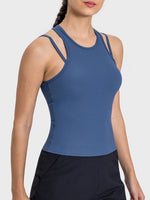 Millennia Cutout Round Neck Racerback Active Tank - Ladyez