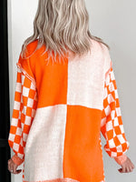 Checkered Pattern Open Front Cardigan
