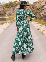 Printed Notched Neck Maxi Dress - Ladyez
