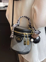 Bucket Crossbody Bag with Scarf Accent