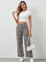 Leopard Print Wide Leg Jeans - Ladyez