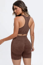 3 Piece Washed Square Neck Wide Strap Active Set - Ladyez