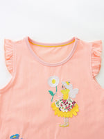 Children's Floral Embroidered Ruffle Sleeve Casual Dress
